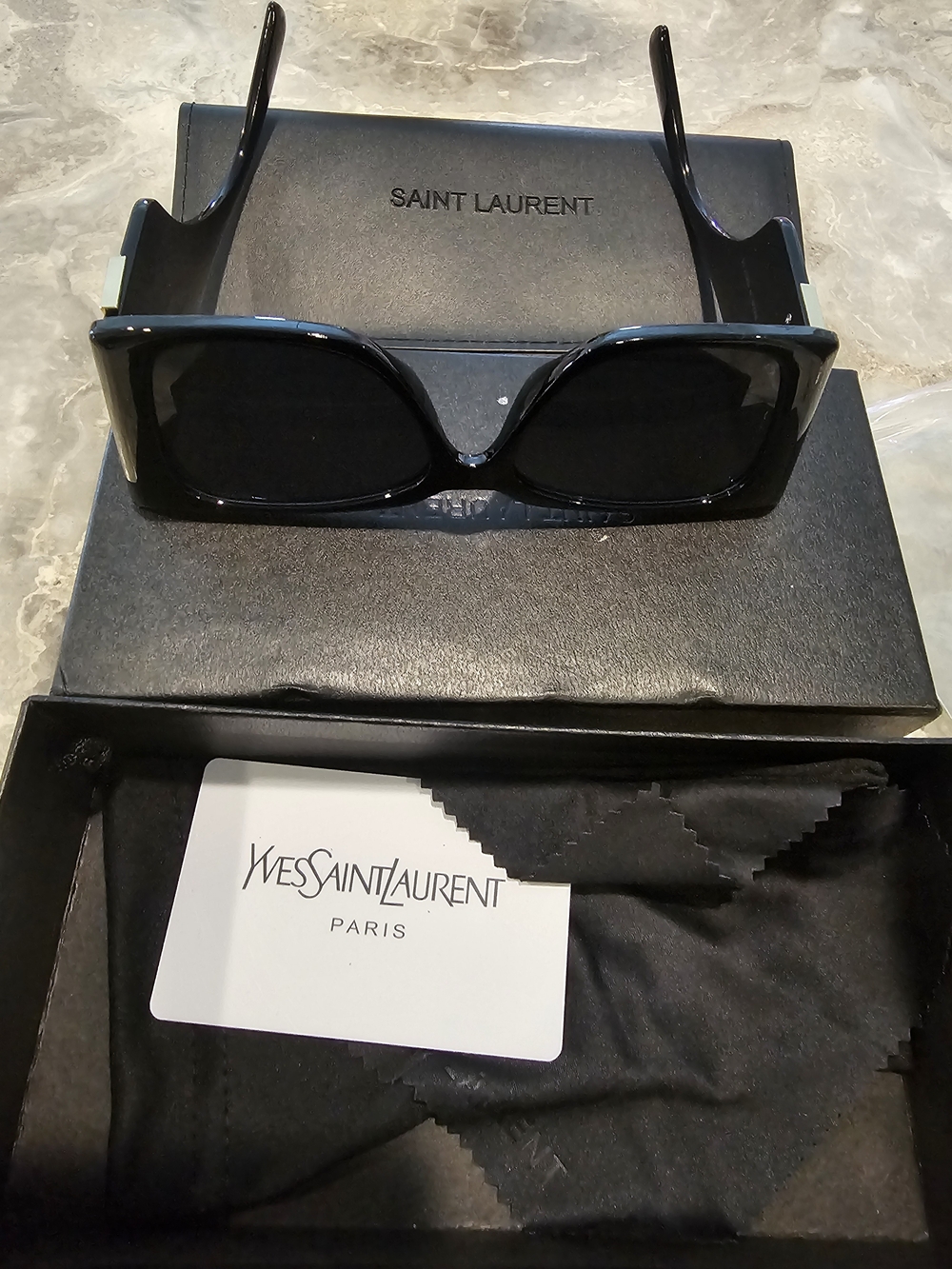 Saint Laurent Black Oversized Logo Square Sunglasses - Picture 6 of 6